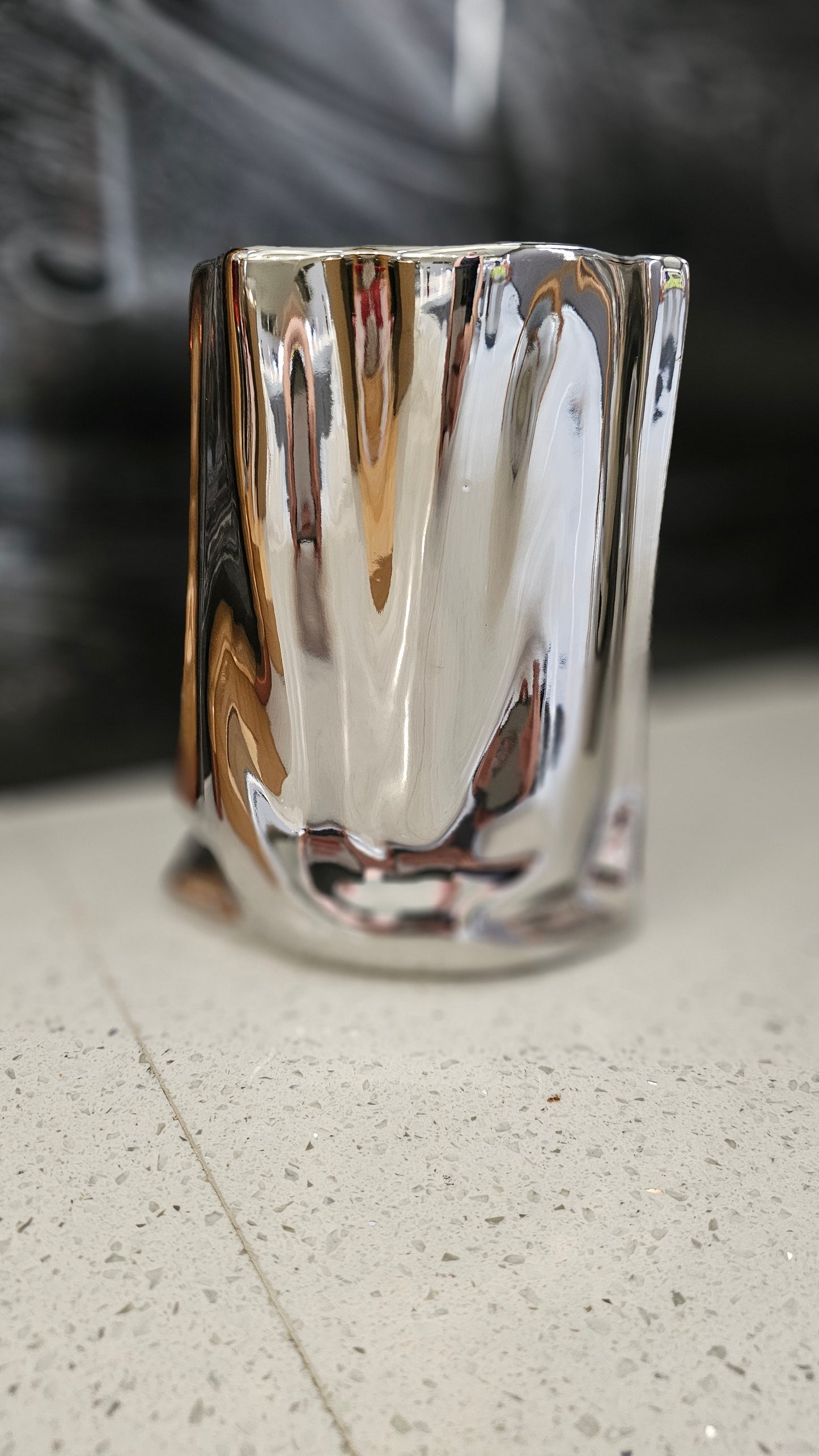 Geometrical silver vase